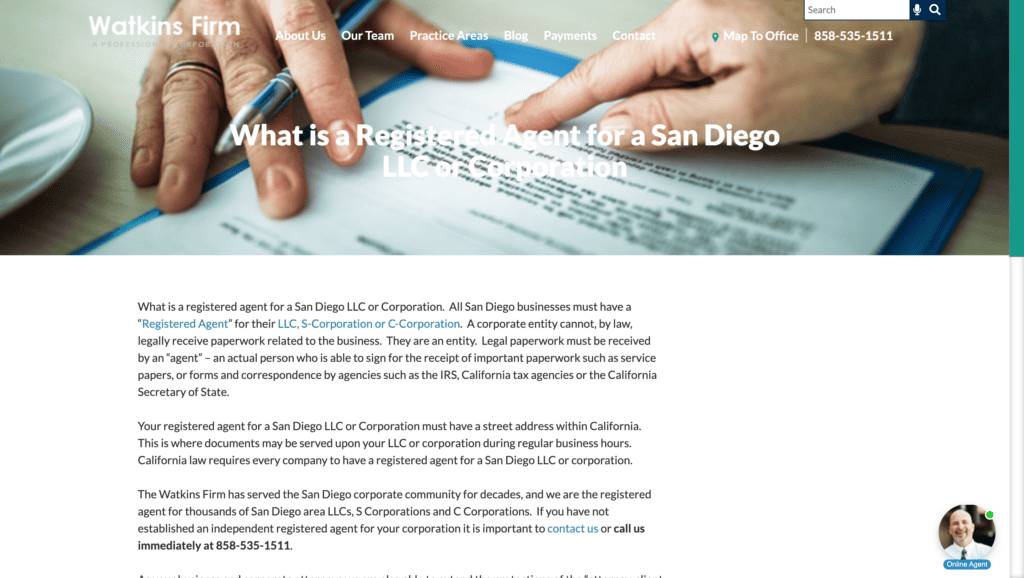 Watkins Firm - registered agent service in California